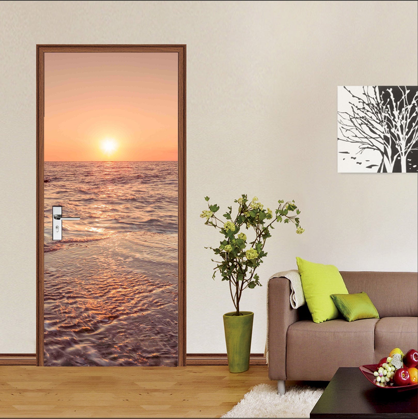 3D Sunset Wavess 106179 Assaf Frank Door Mural