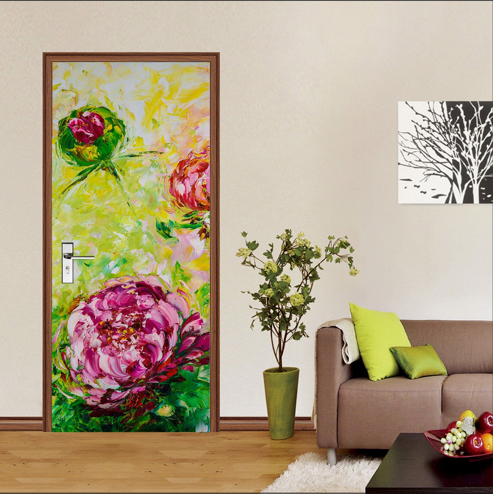 3D Red Peony 3261 Skromova Marina Door Mural