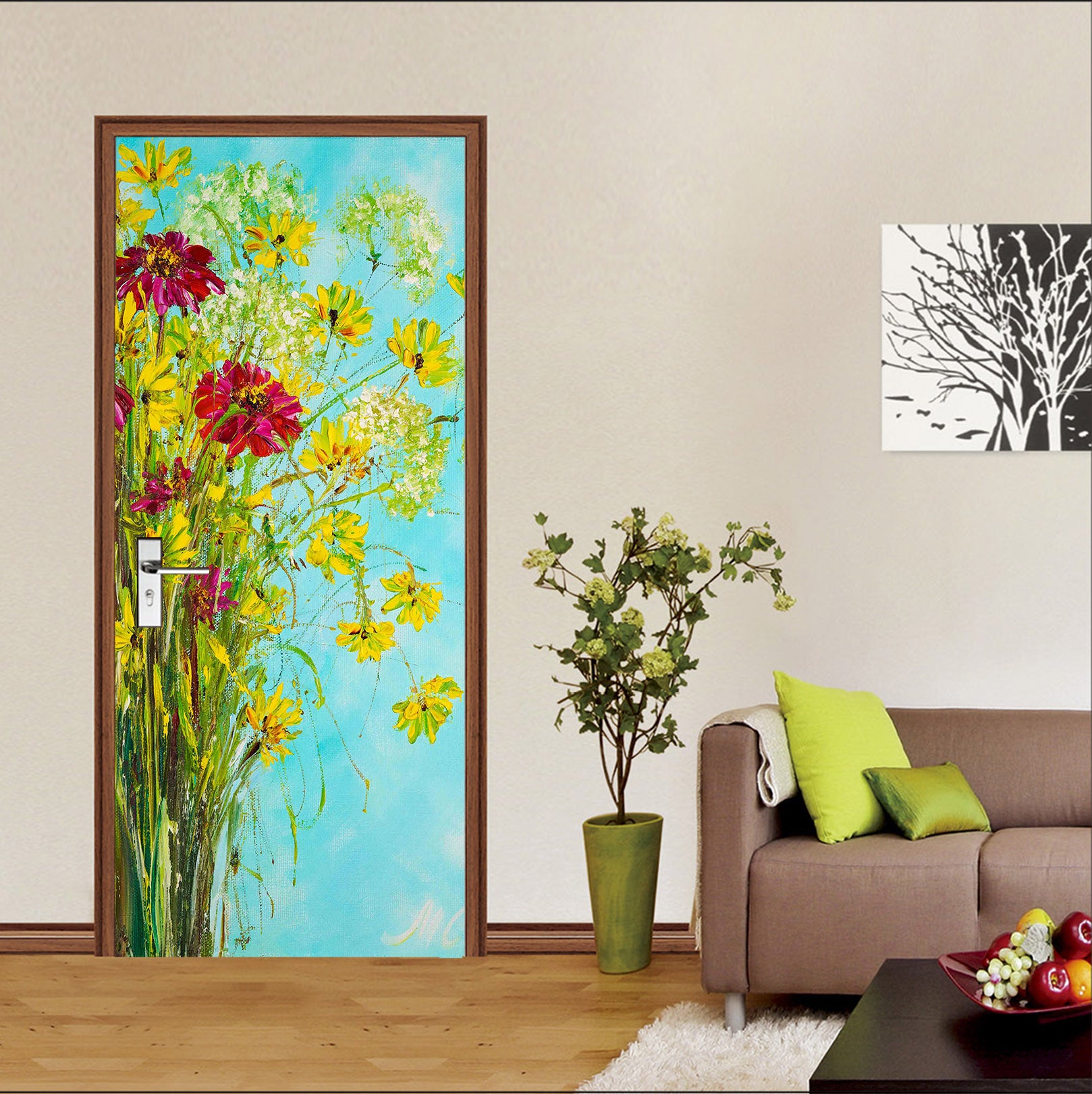 3D Yellow Flower 851 Skromova Marina Door Mural