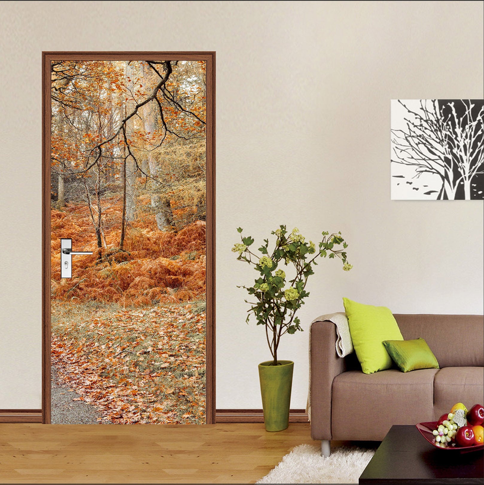 3D Fallen Leaves Trees 10211 Assaf Frank Door Mural