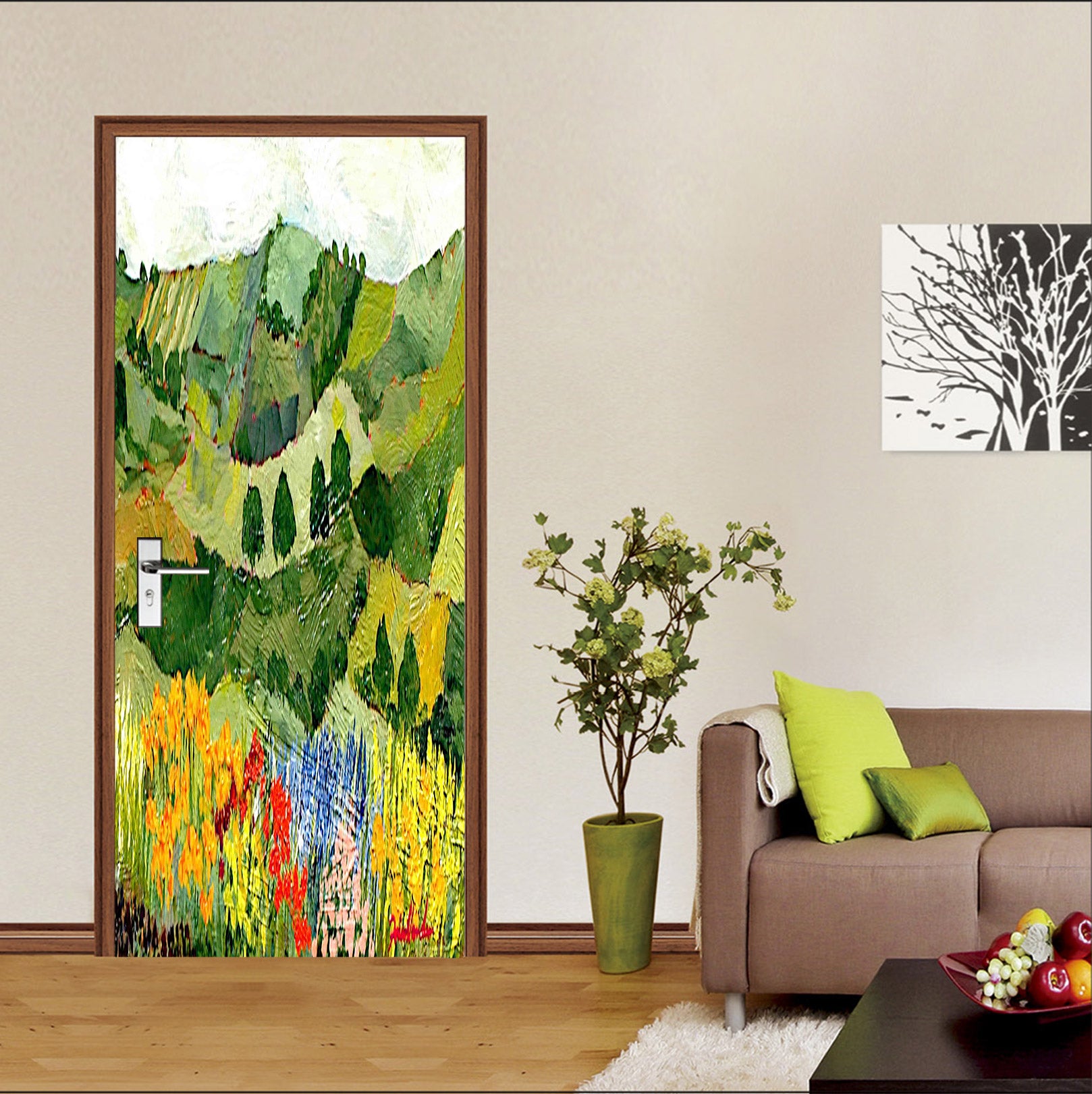 3D Field Block Flower Bush Painting 9327 Allan P. Friedlander Door Mural