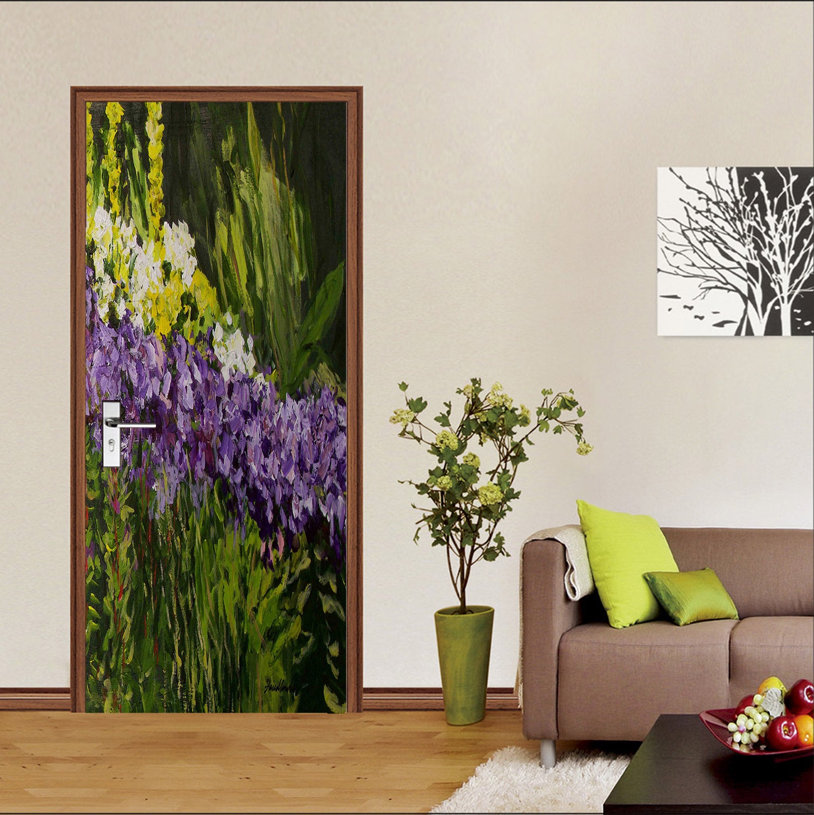 3D Purple Flower Bush 93143 Allan P. Friedlander Door Mural