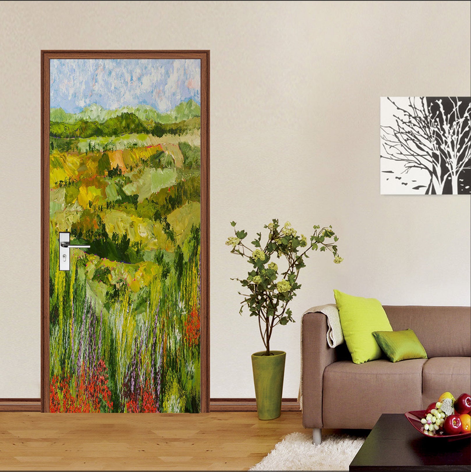 3D Field Trees Grass 9355 Allan P. Friedlander Door Mural