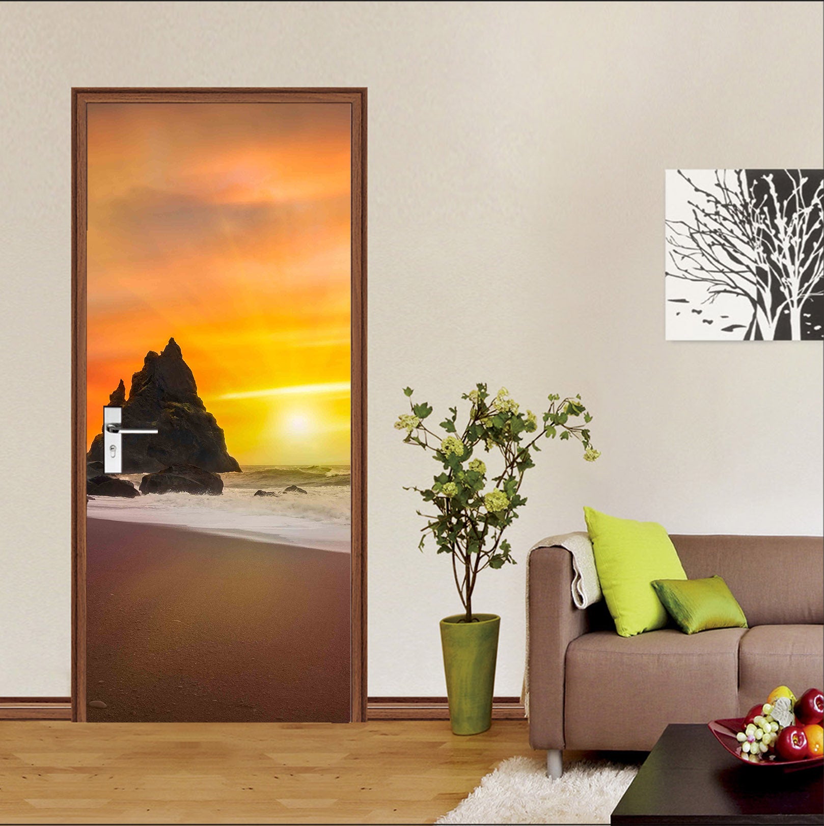 3D Beach Sunset 11568 Marco Carmassi Door Mural