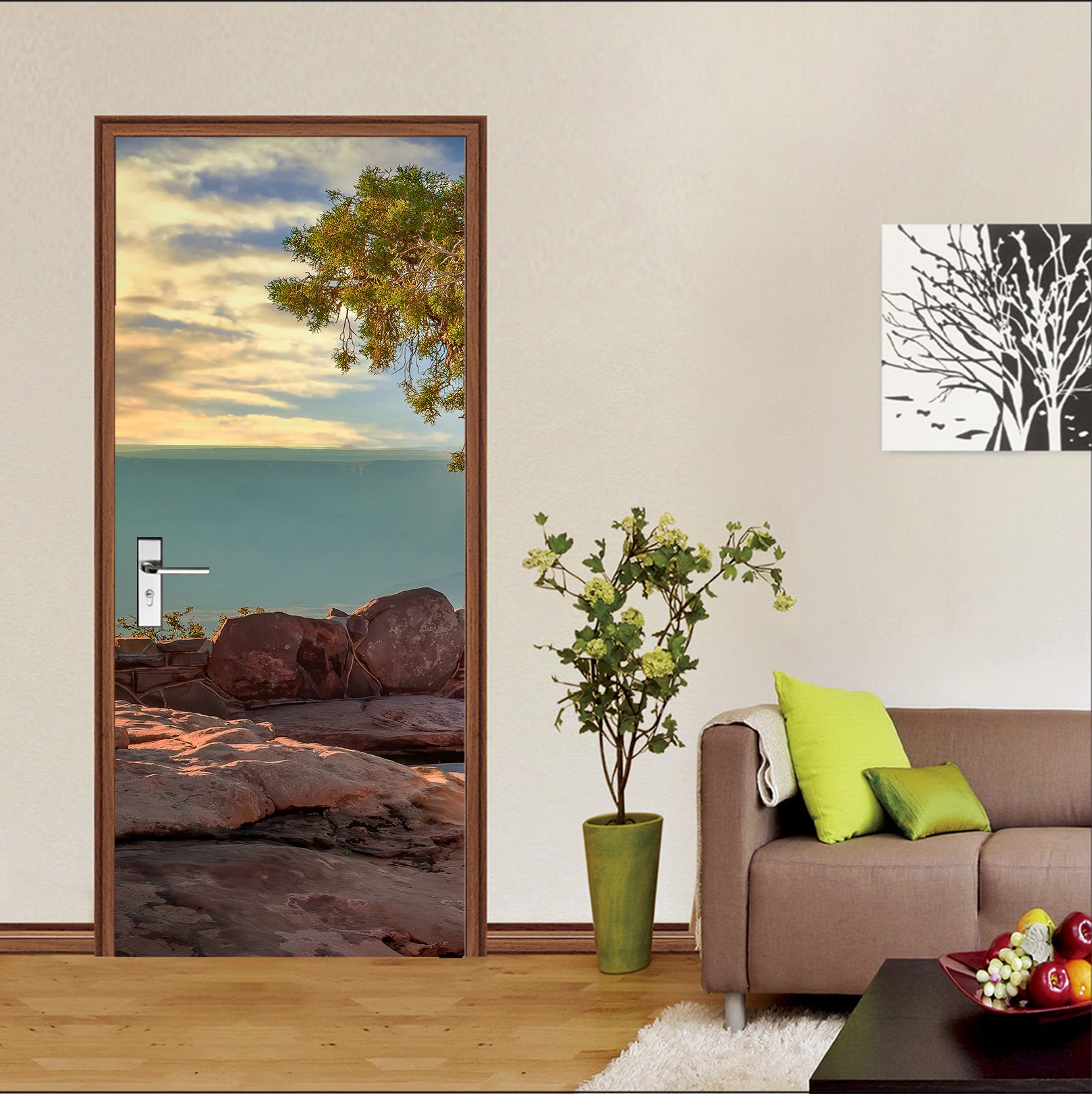 3D Stone Tree Sky 107180 Beth Sheridan Door Mural