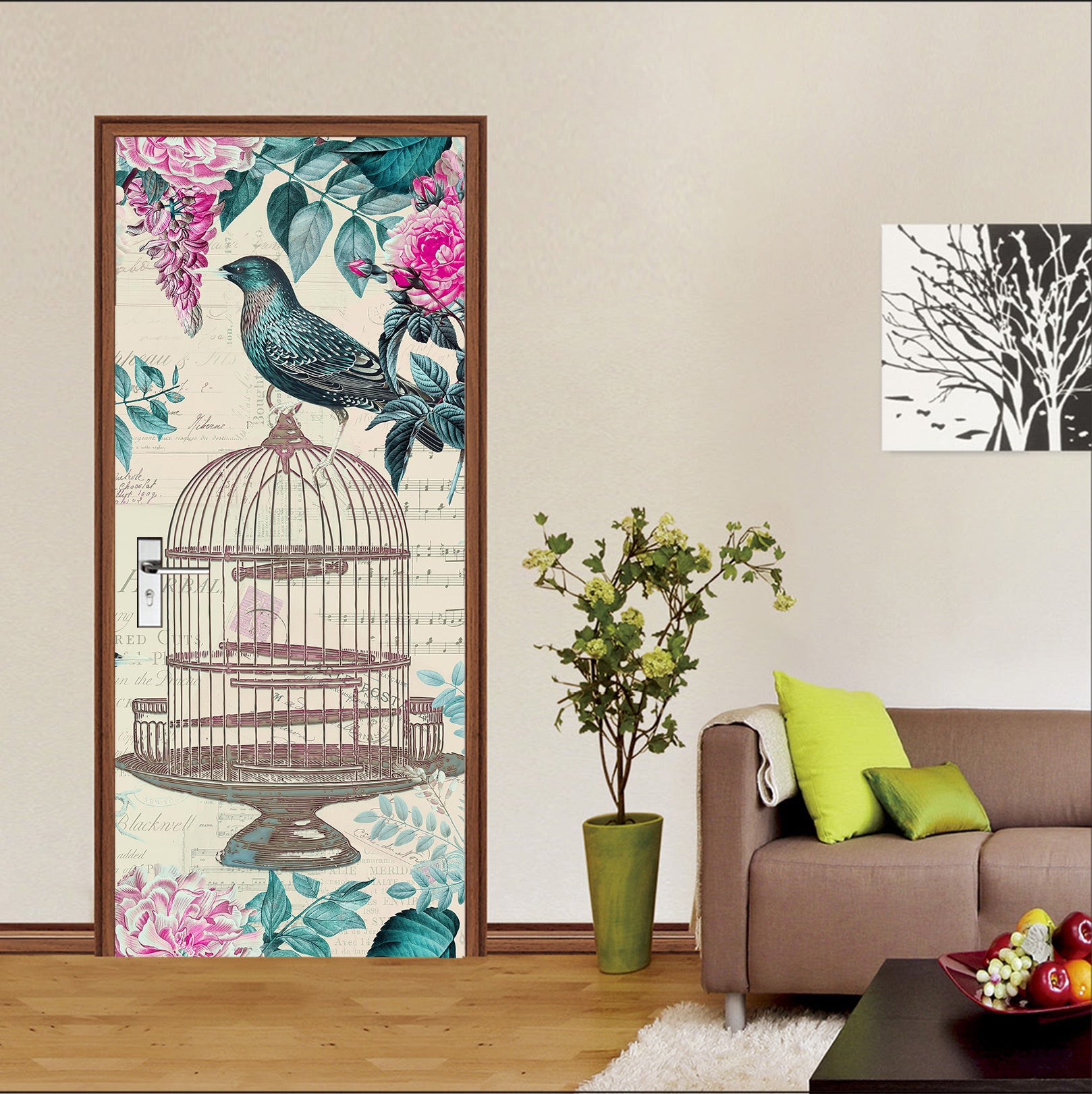 3D Birdcage Flowers 11885 Andrea Haase Door Mural