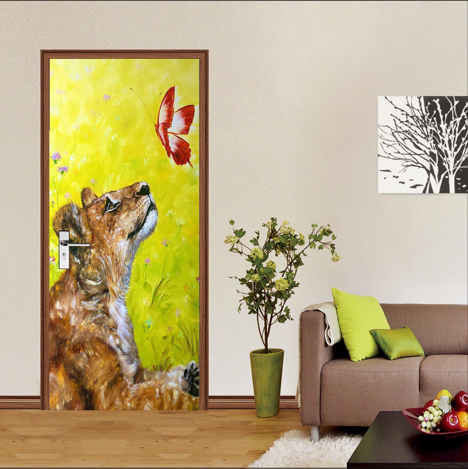 3D Yellow Dog 3269 Skromova Marina Door Mural