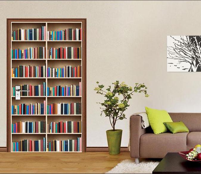 3D put the book cabinet door mural Wallpaper AJ Wallpaper 