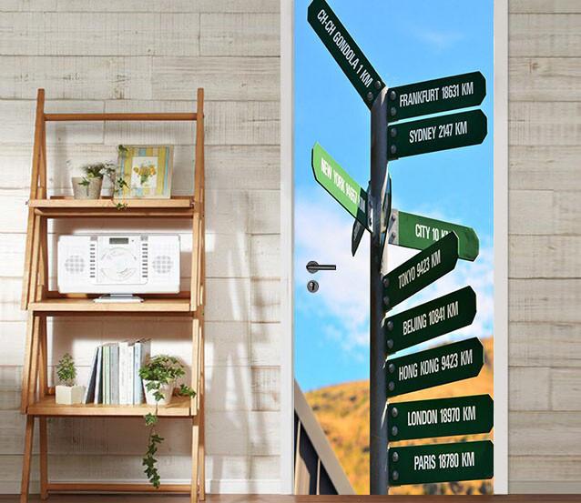 3D road sign door mural Wallpaper AJ Wallpaper 