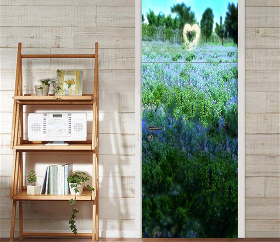 3D love flower field door mural Wallpaper AJ Wallpaper 