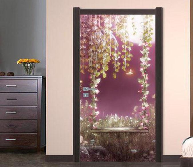 3D wisteria painting door mural Wallpaper AJ Wallpaper 