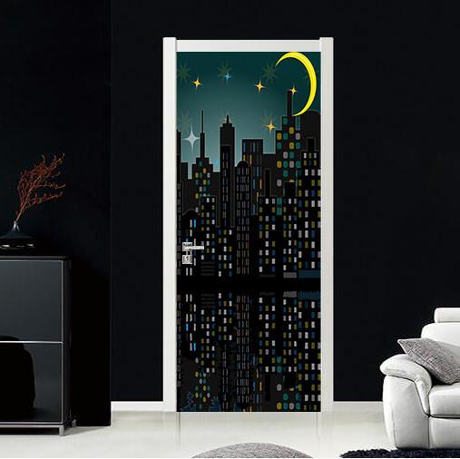 3D night under the stars door mural Wallpaper AJ Wallpaper 