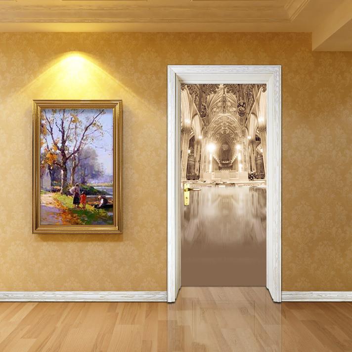 3D top lighting church door mural Wallpaper AJ Wallpaper 