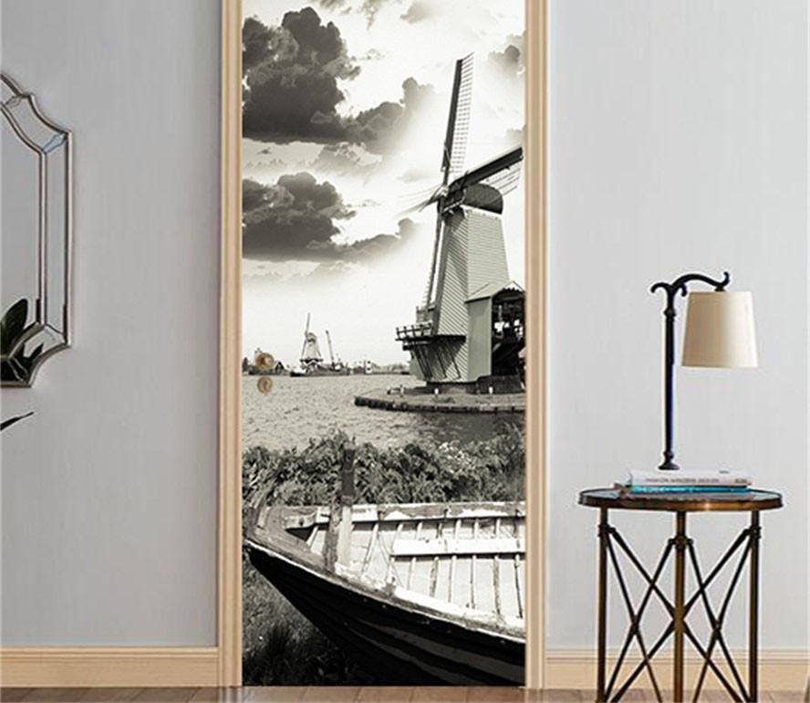 3D windmill painting door mural Wallpaper AJ Wallpaper 