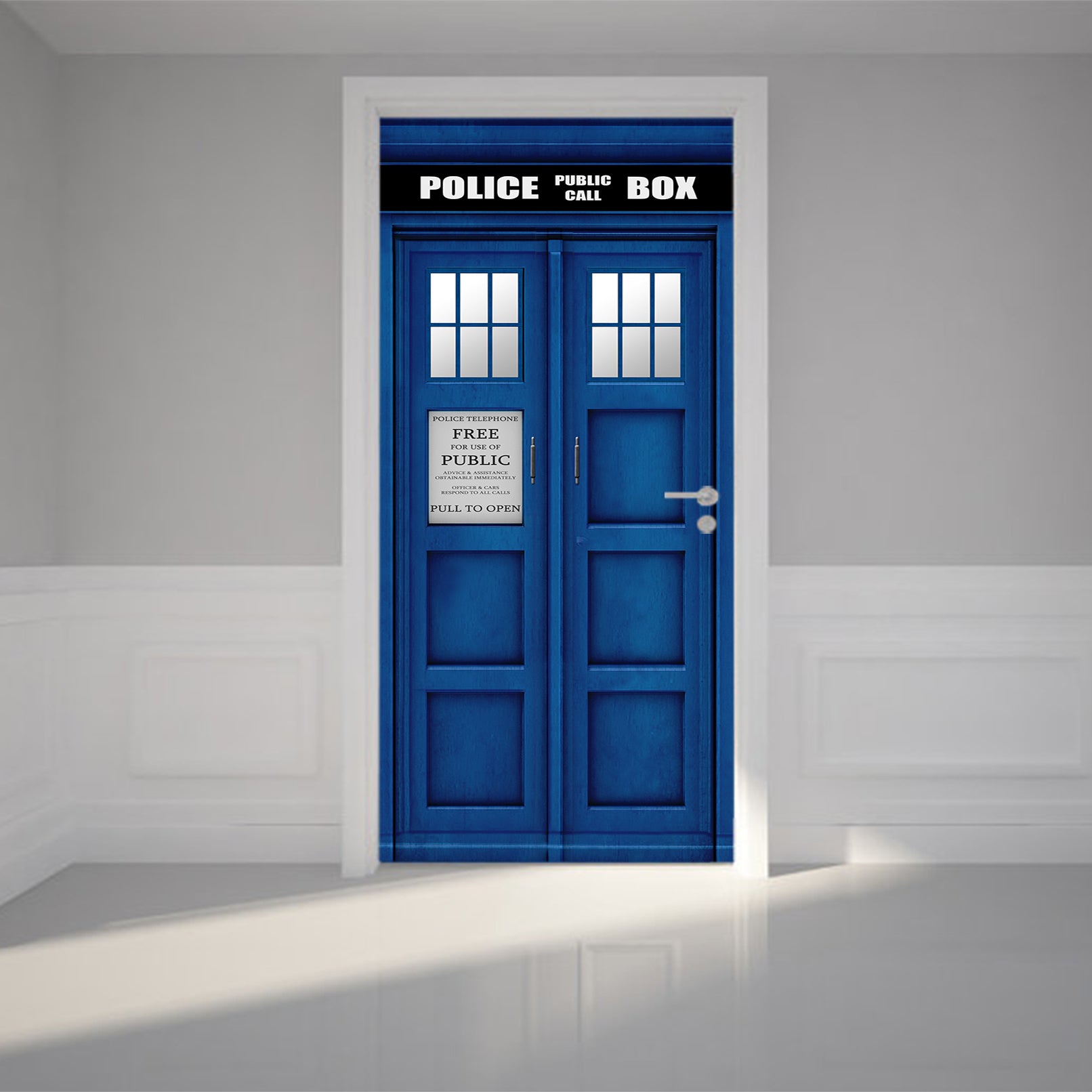 3D Police Blue 123 Door Mural