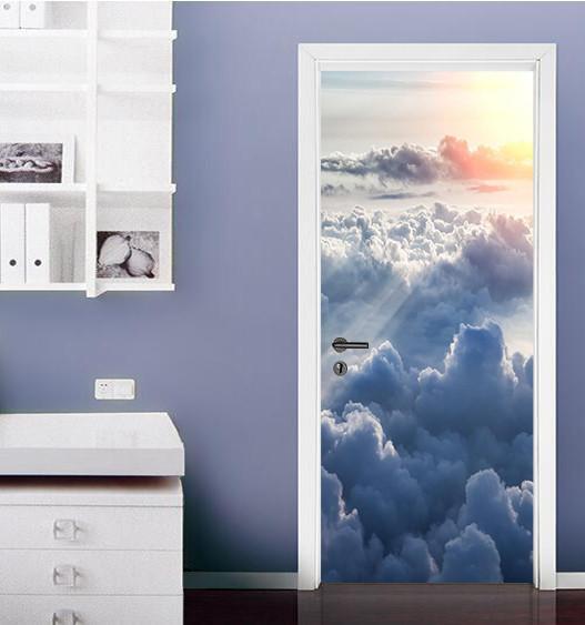 3D the sky white clouds door mura Wallpaper AJ Wallpaper 