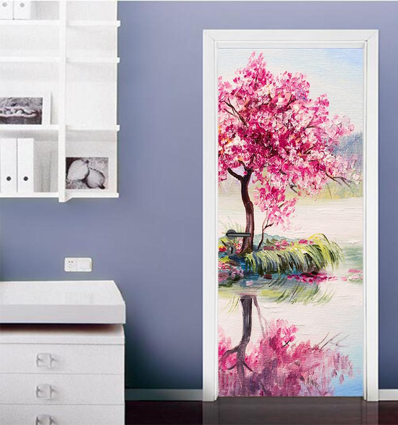 3D water in the tree lake water painting door mural Wallpaper AJ Wallpaper 