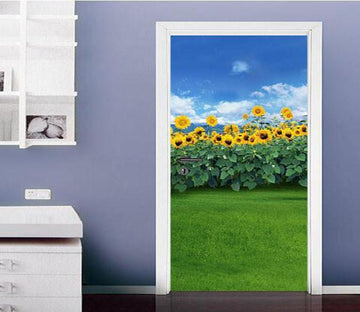 3D sunflower field field heaven door mural Wallpaper AJ Wallpaper 