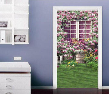 3D window flower grassland door mural Wallpaper AJ Wallpaper 