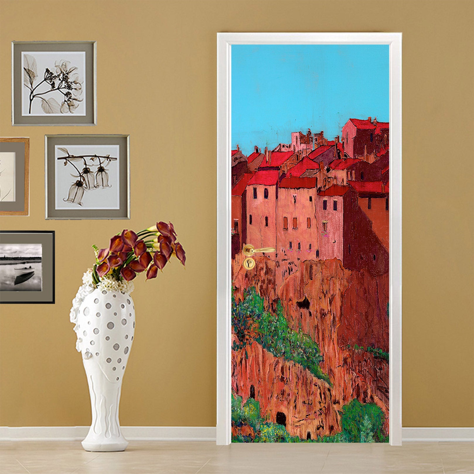 3D Red Mountain Rock House 9294 Allan P. Friedlander Door Mural