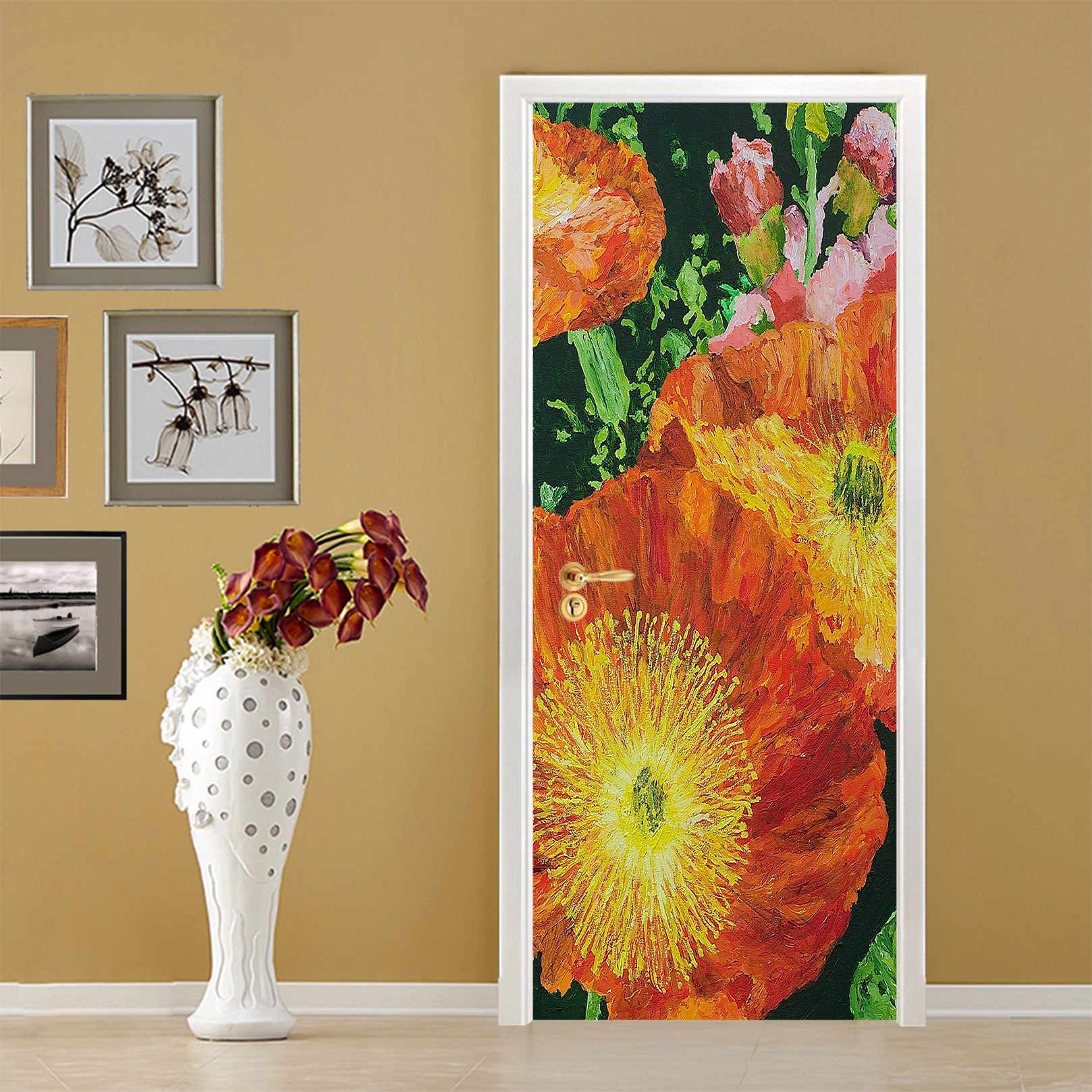 3D Red Flowers 9374 Allan P. Friedlander Door Mural