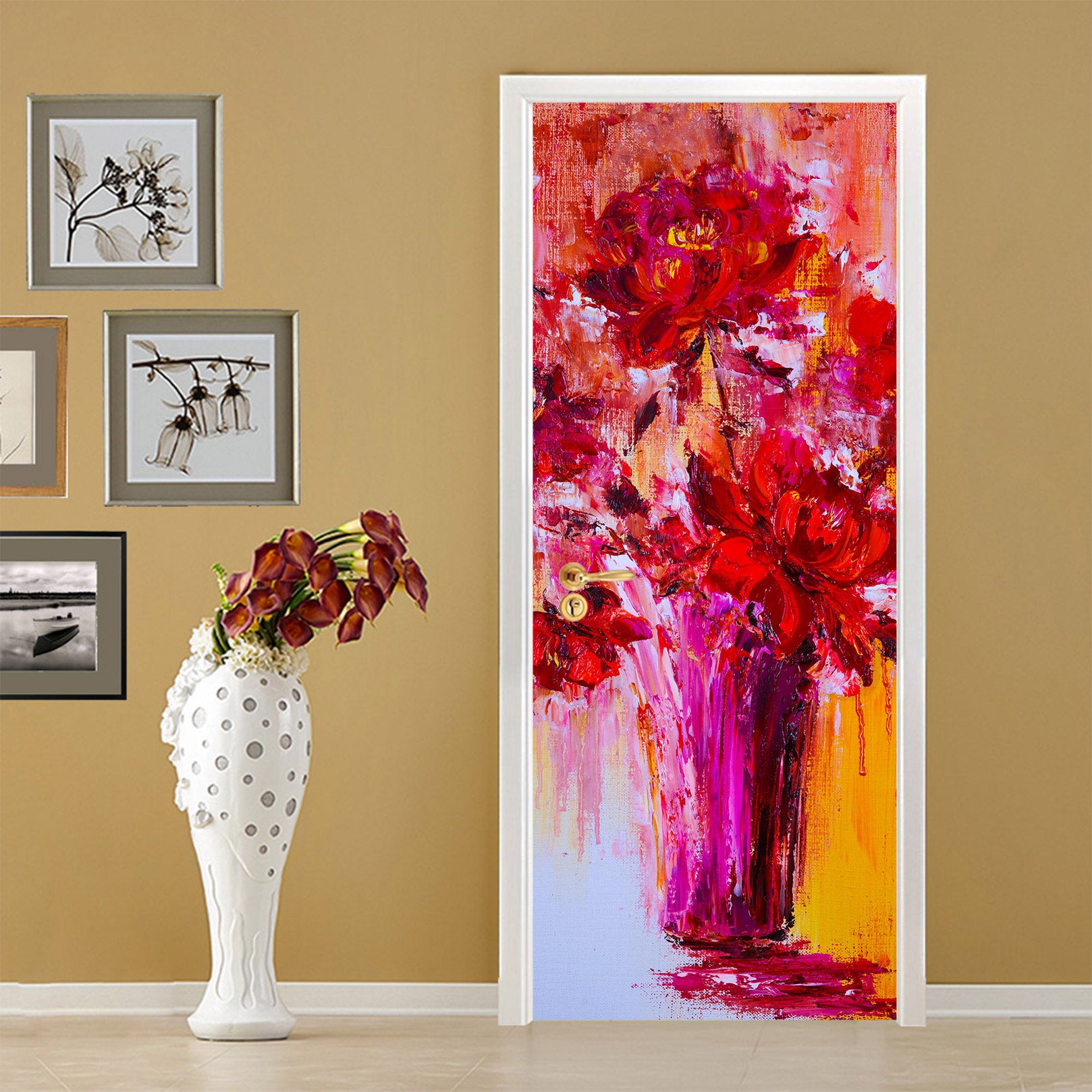 3D Red Flower Vase 5523 Skromova Marina Door Mural