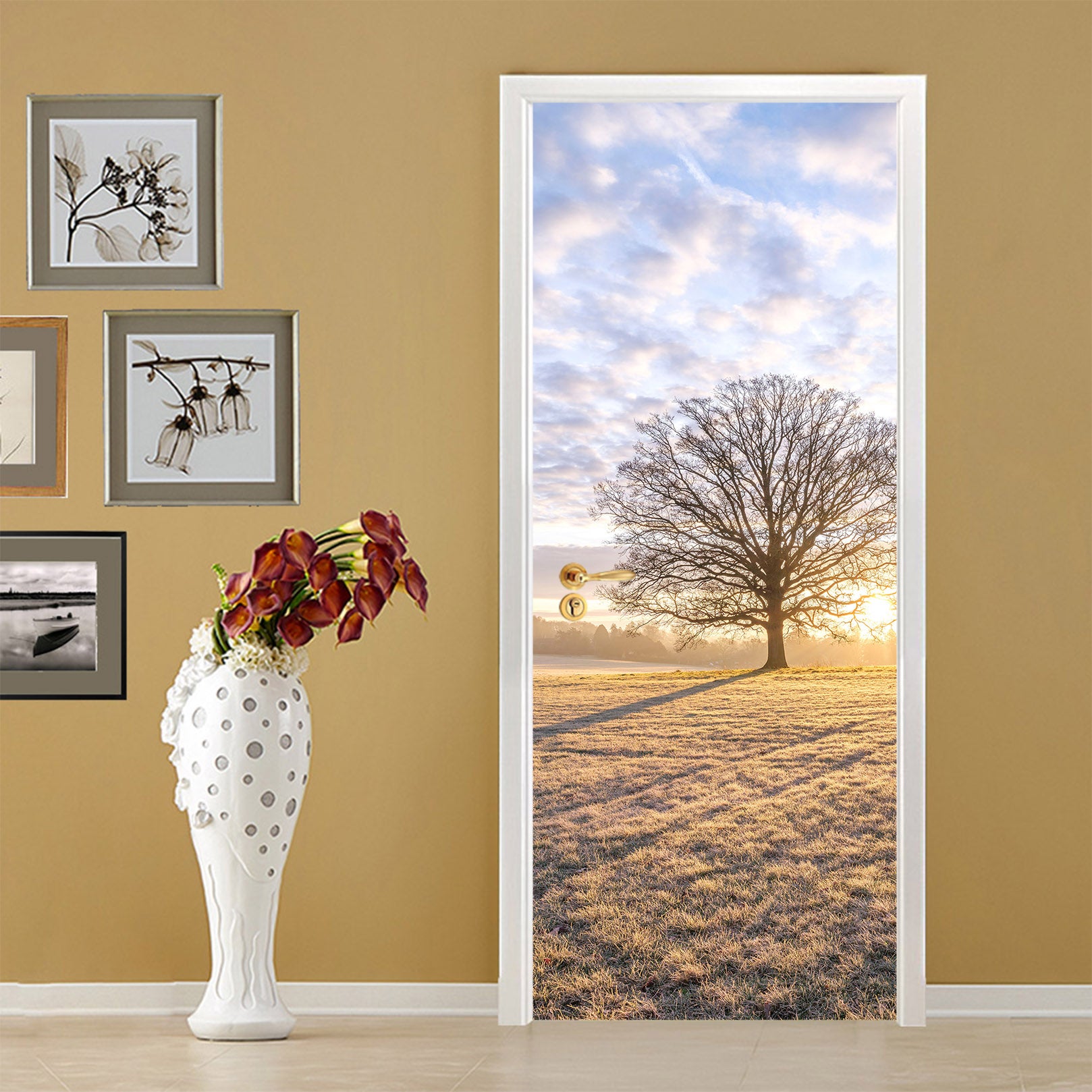 3D Tree Grass Sky 10240 Assaf Frank Door Mural