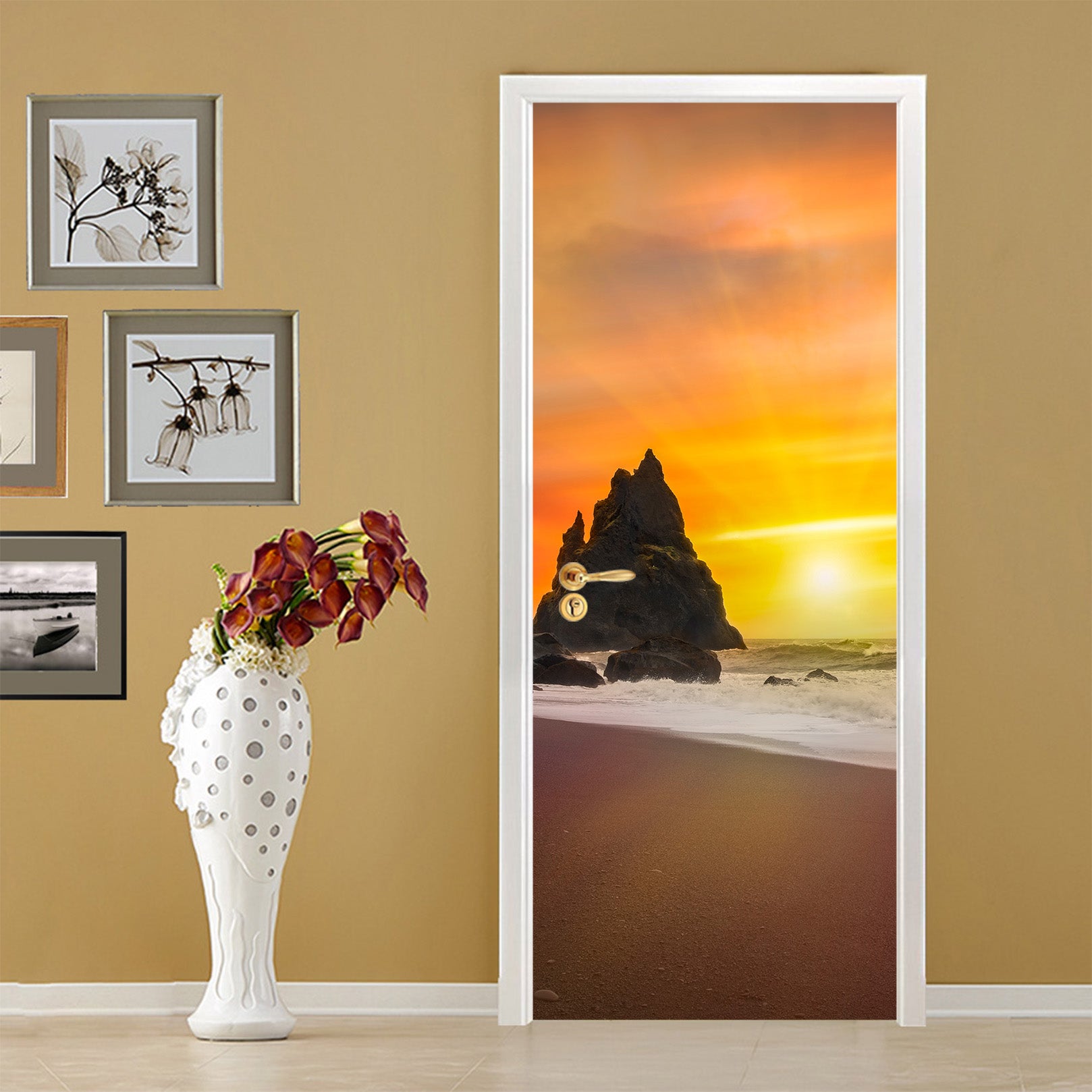 3D Beach Sunset 11568 Marco Carmassi Door Mural