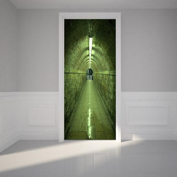 3D tunnel hole lighting door mural Wallpaper AJ Wallpaper 