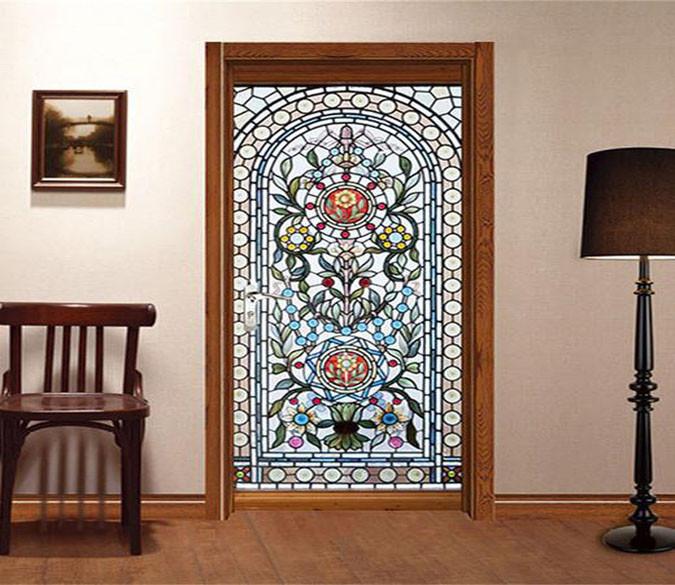 3D classic flower door mural Wallpaper AJ Wallpaper 