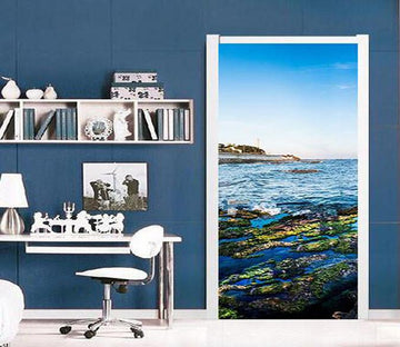 3D seaside seascape door mural Wallpaper AJ Wallpaper 