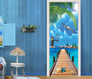 3D starfish seabridge seagull door mural Wallpaper AJ Wallpaper 