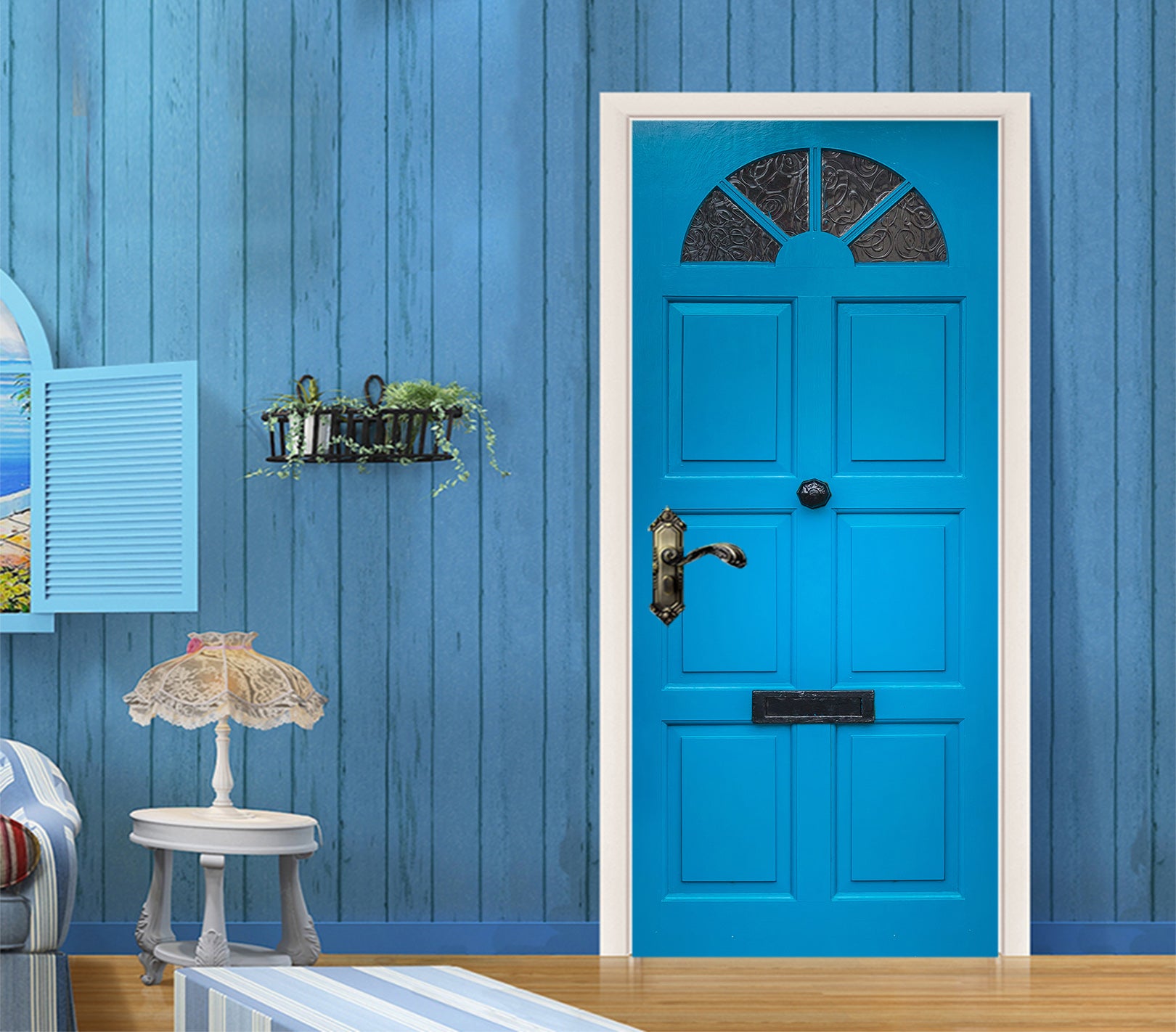 3D Blue Bedroom Door 021 Door Mural