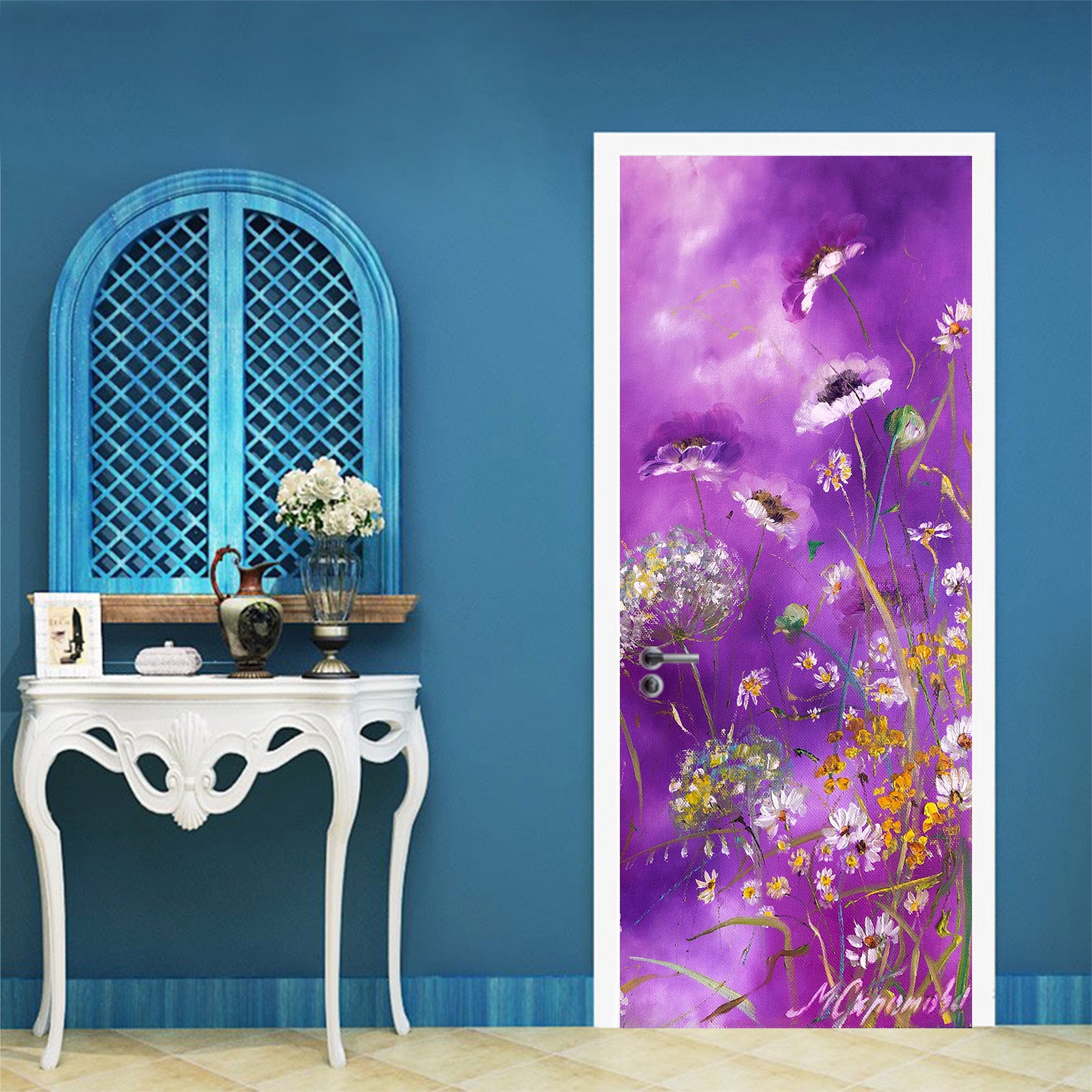 3D Purple Flower 857 Skromova Marina Door Mural