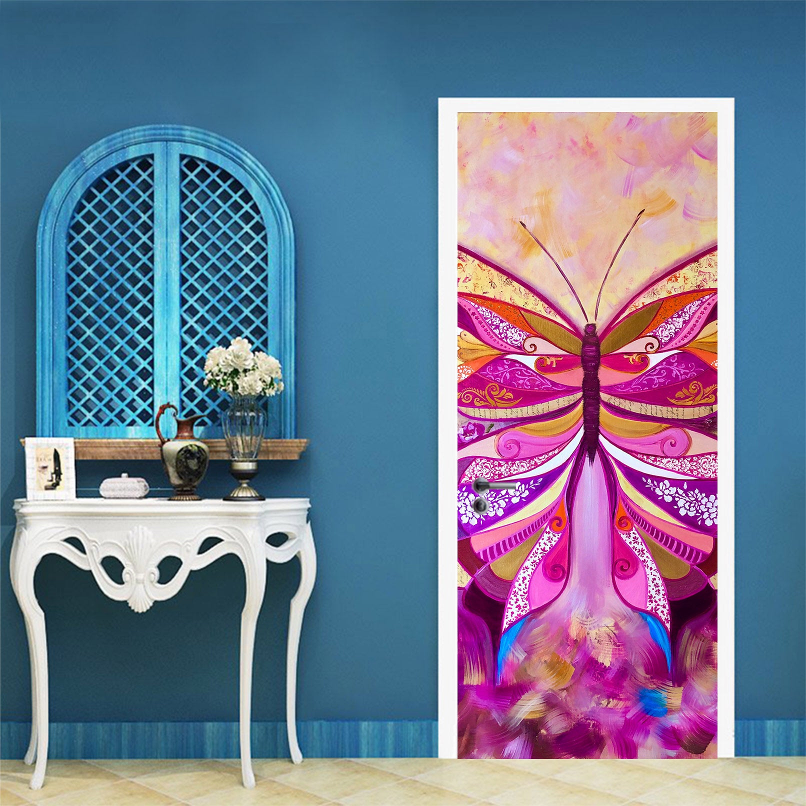 3D Purple Butterfly 3284 Skromova Marina Door Mural