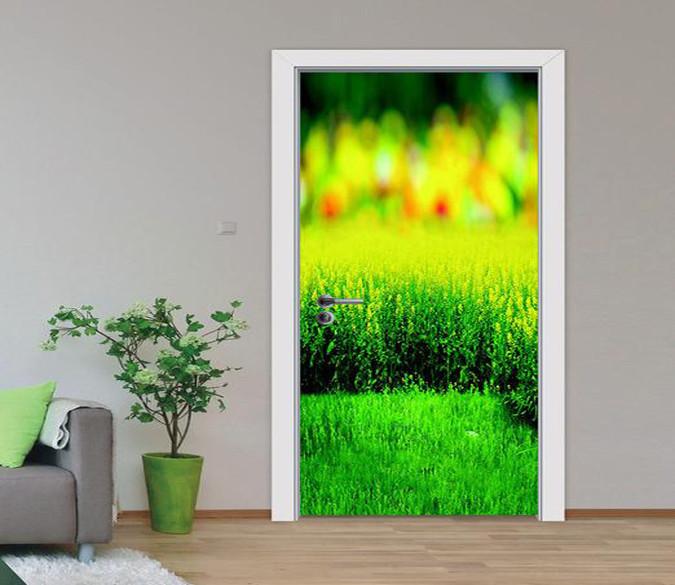 3D field green painting door mural Wallpaper AJ Wallpaper 