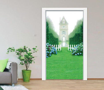 3D water tower flower door mural Wallpaper AJ Wallpaper 