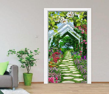 3D stone-paved road door mural Wallpaper AJ Wallpaper 