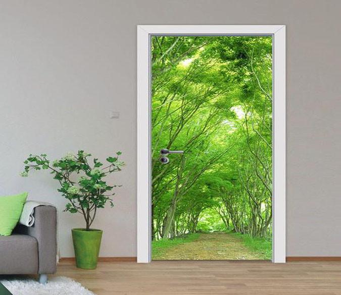 3D flourishing woods door mural Wallpaper AJ Wallpaper 