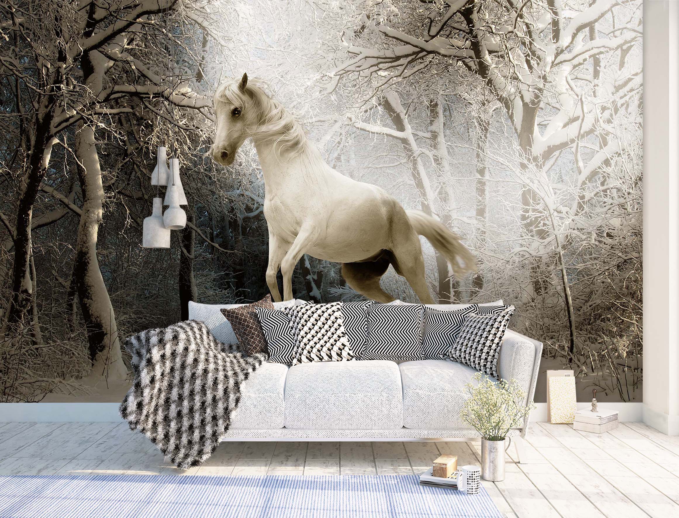 3D Snow White Horse 1514 Wall Murals