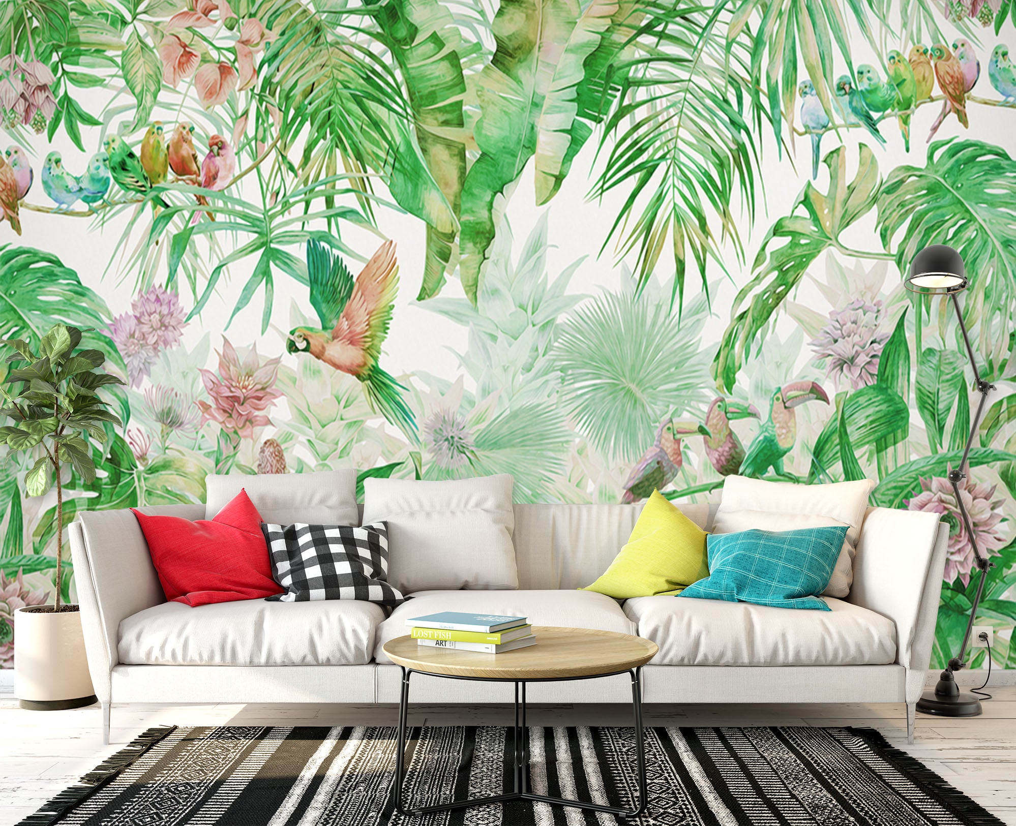 3D Green Parrot 1541 Wall Murals