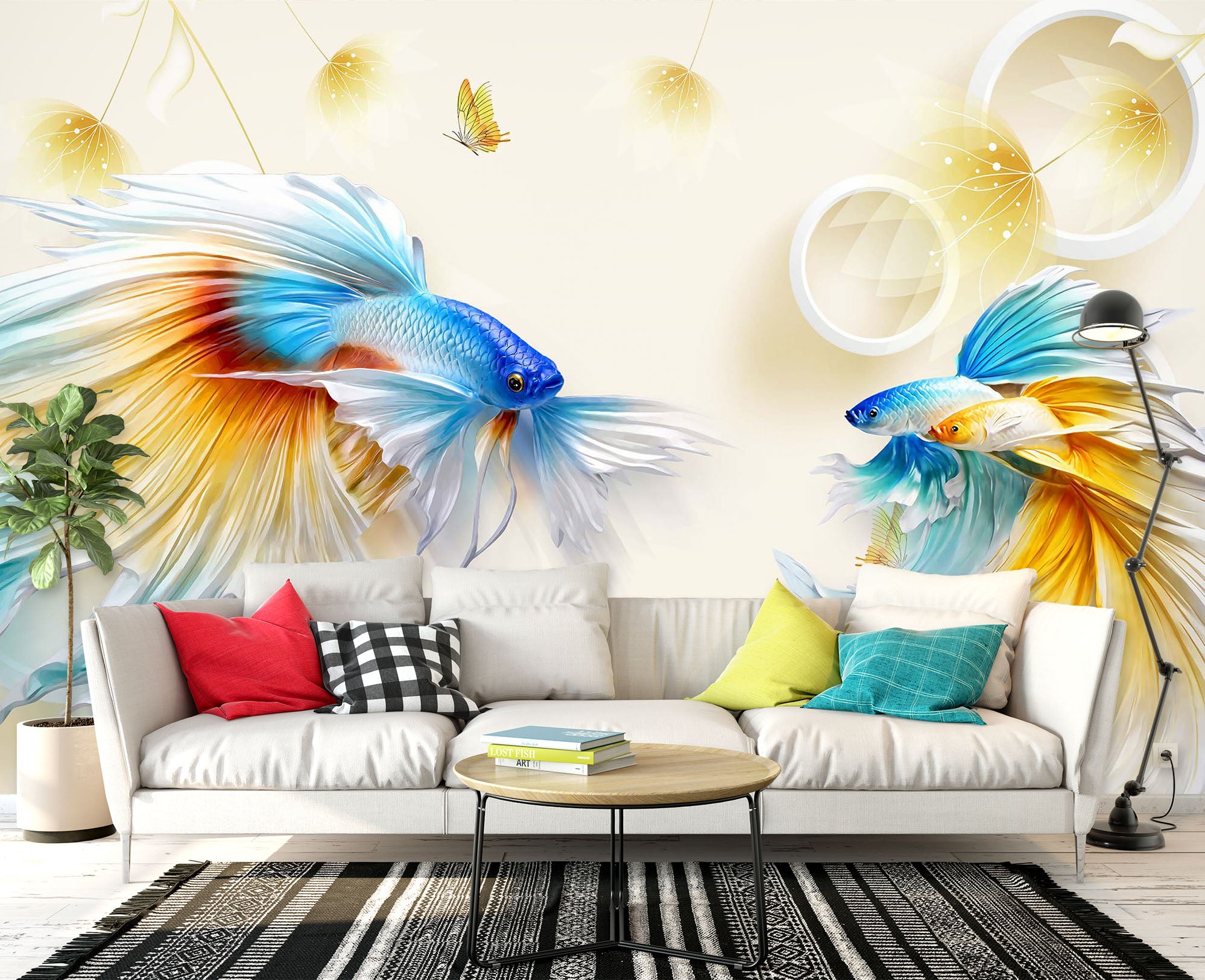 3D Color Goldfish 2074 Wall Murals