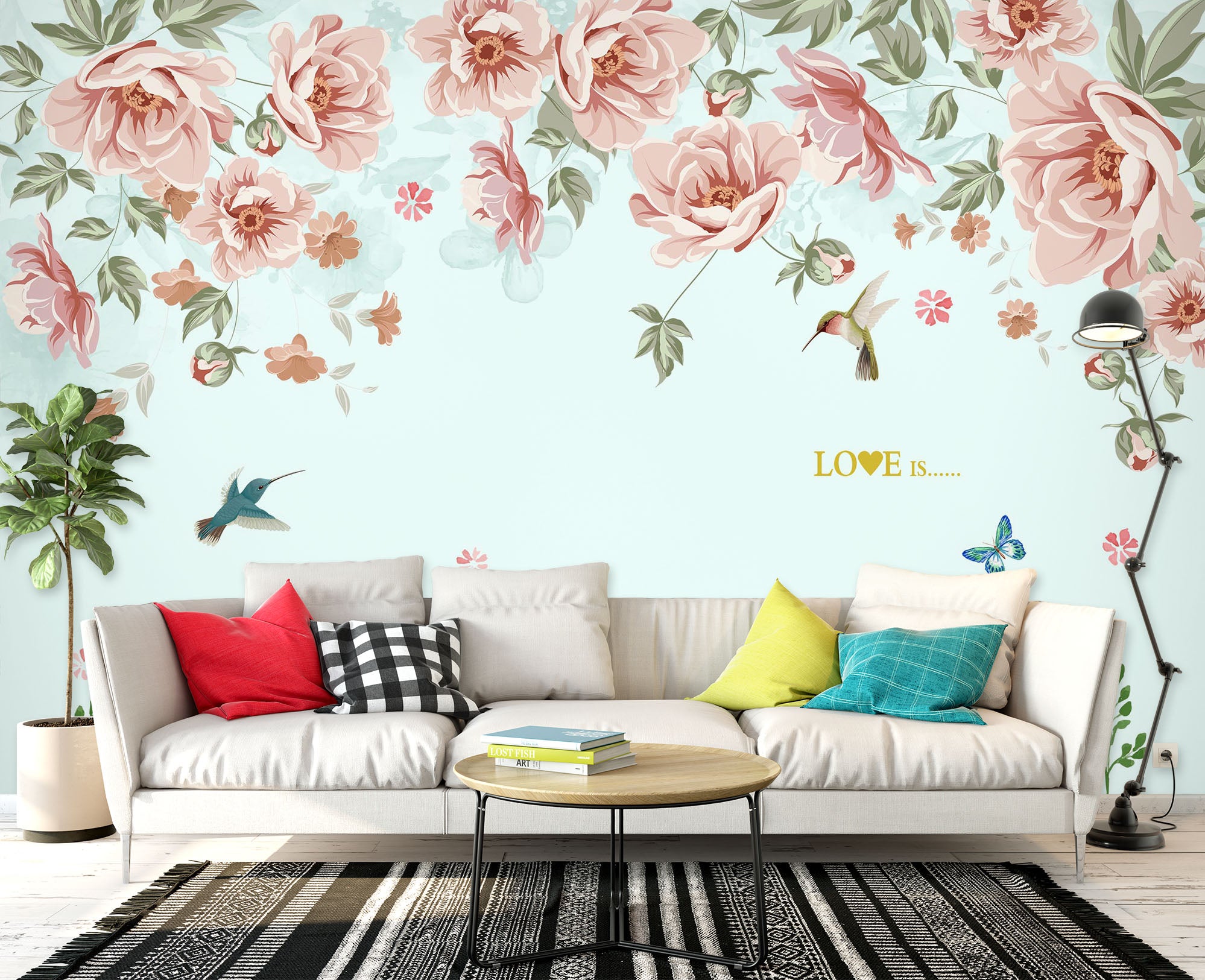 3D Flowers Birds 2061 Wall Murals