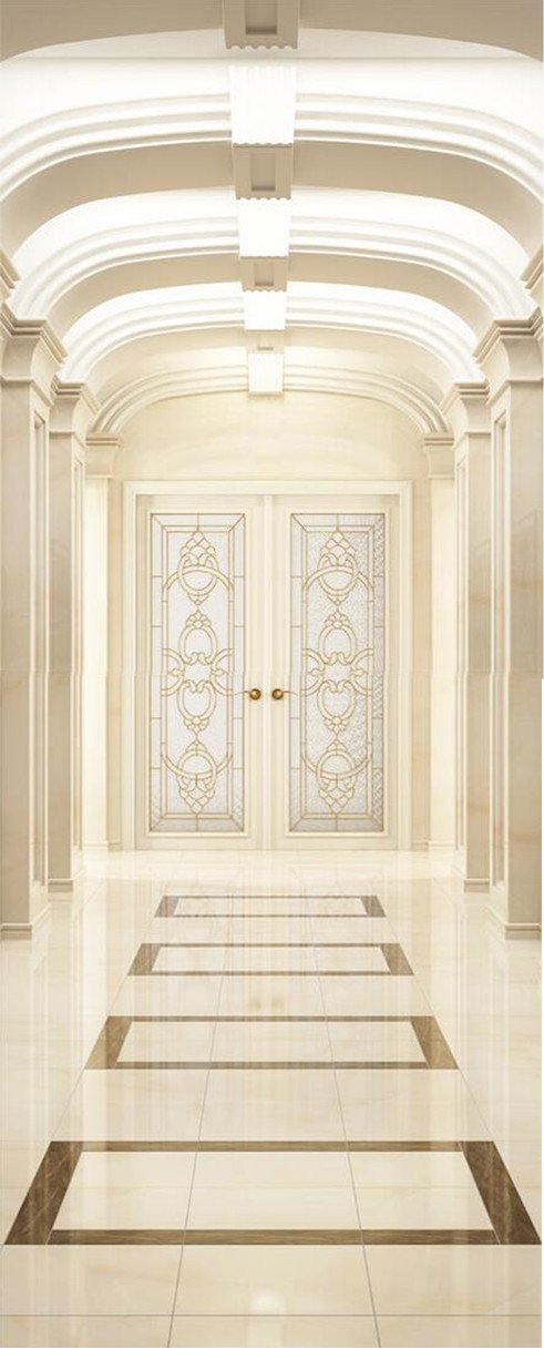 3D white tile Gallery door mural Wallpaper AJ Wallpaper 