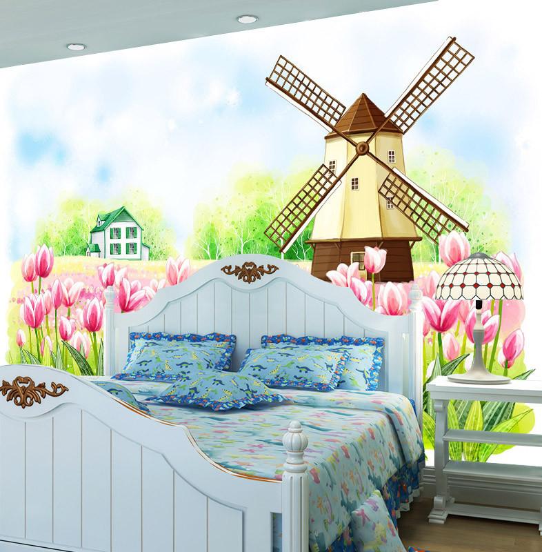 3D Windmill Flower Manor 48 Wallpaper AJ Wallpaper 