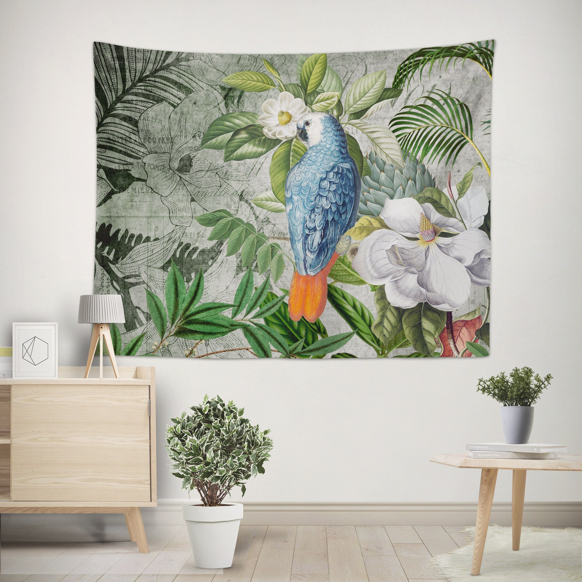 3D Blue Parrot Leaves 11863 Andrea haase Tapestry Hanging Cloth Hang