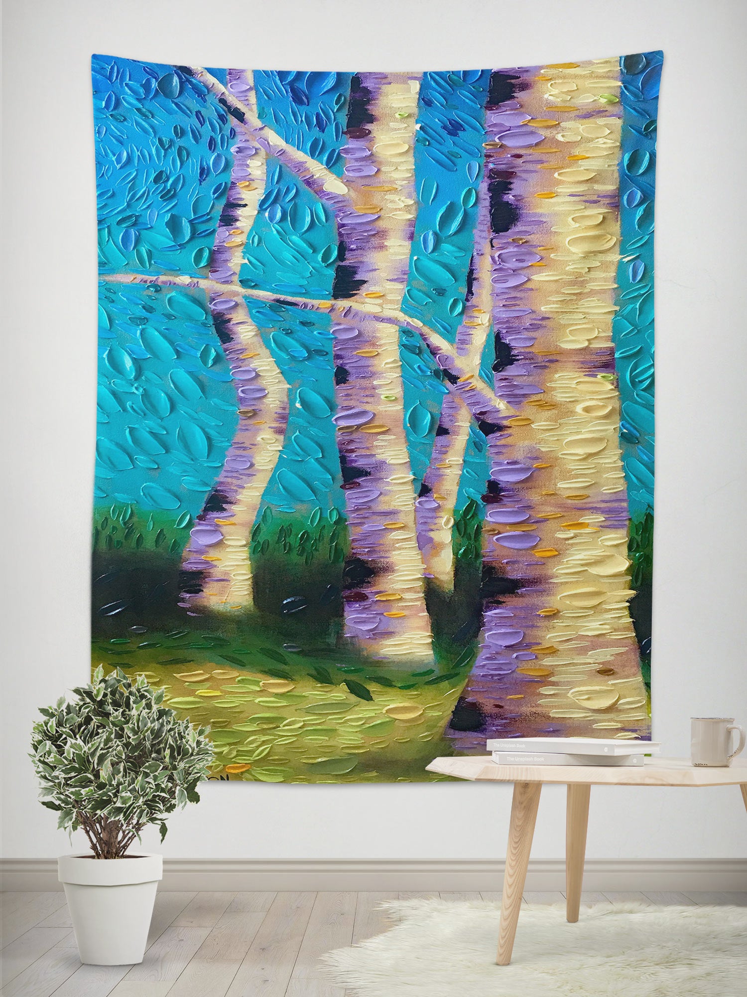 3D Wood Trees 11827 Dena Tollefson Tapestry Hanging Cloth Hang