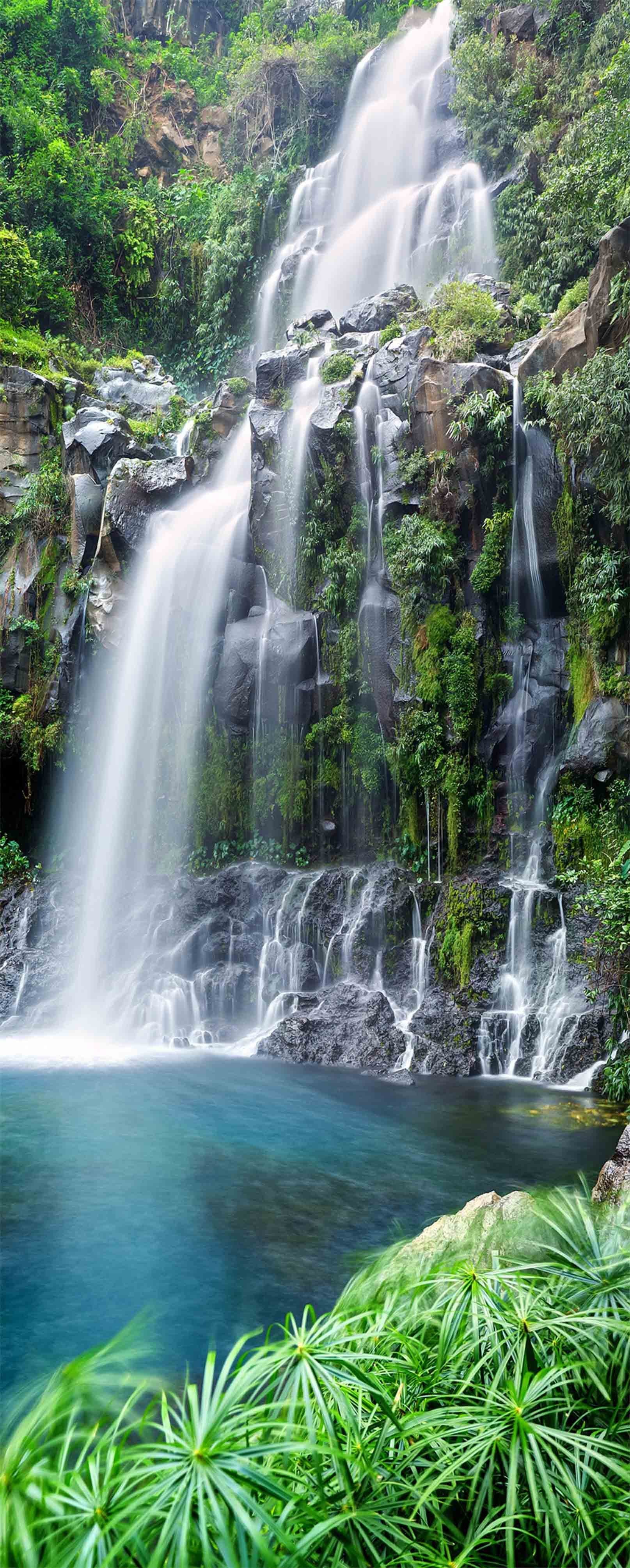 3D Green Plants Waterfalls 894 Stair Risers Wallpaper AJ Wallpaper 