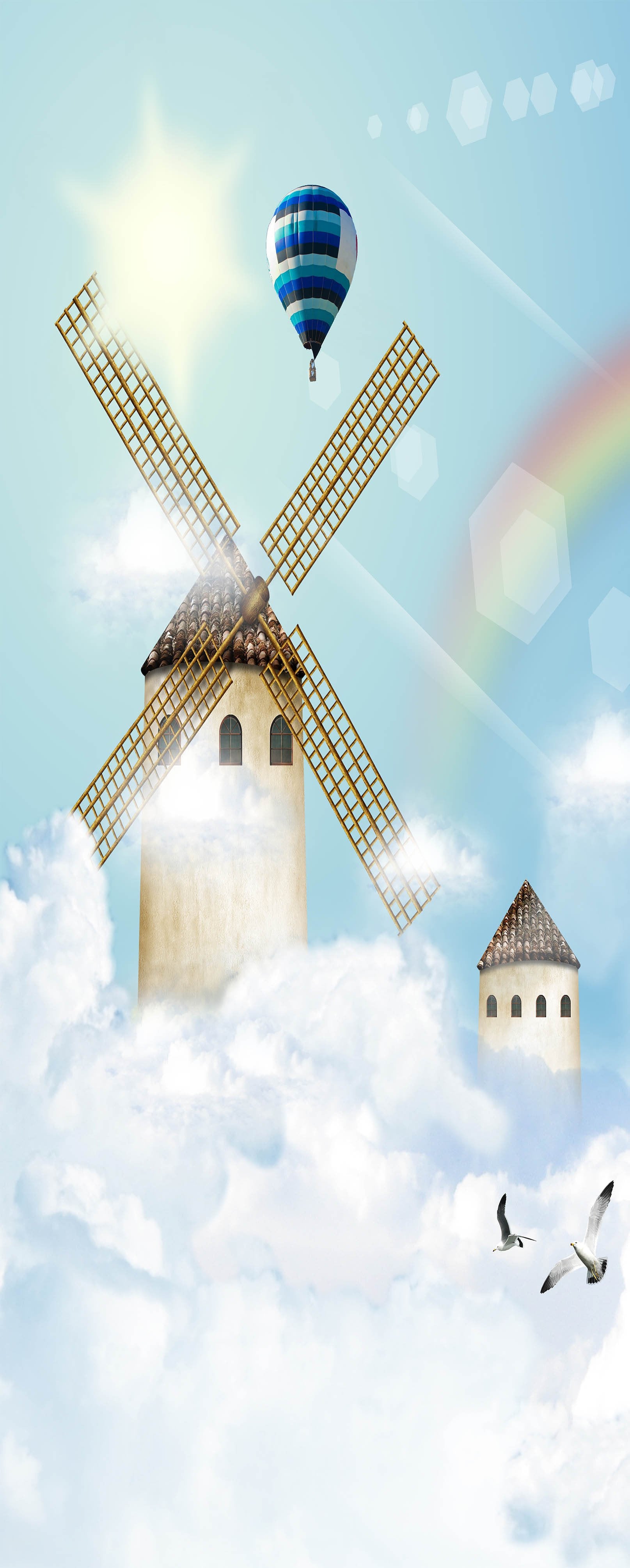 3D Sky Windmill 837 Stair Risers Wallpaper AJ Wallpaper 