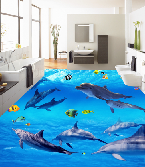 3D Group Of Dolphins 336 Floor Mural Wallpaper AJ Wallpaper 2 